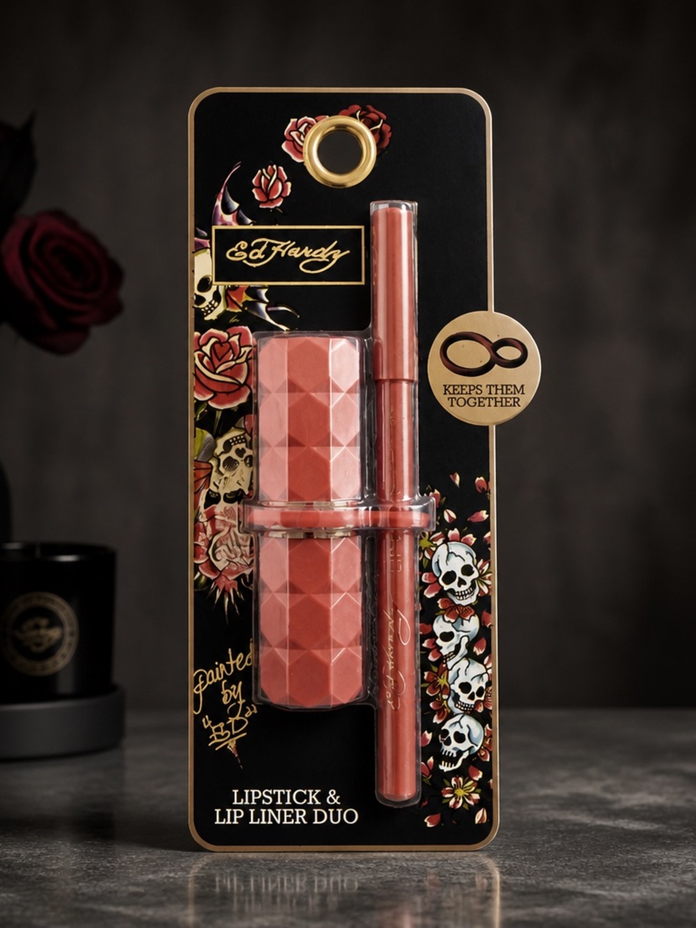 Ed Hardy Lipstick & Lip Liner Duo Tattoo Design New